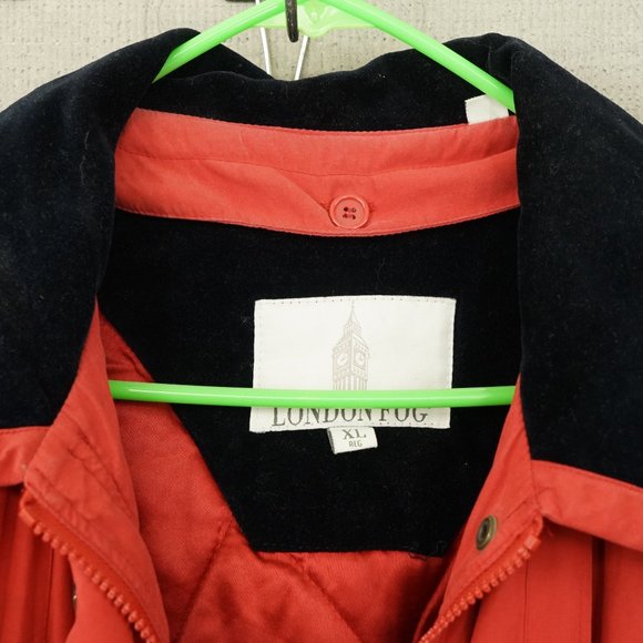 Ladies London Fog Midweight Red & Black Velvet Trim Jacket Coat XL - Picture 4 of 7